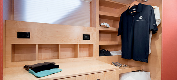 Built-in closet on a Cruisers Yachts vessel