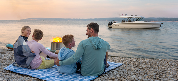 a family observing their VTR from a distance