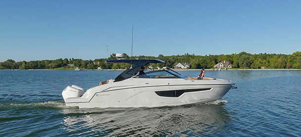 Cruisers Yachts 34 GLS OB on the water