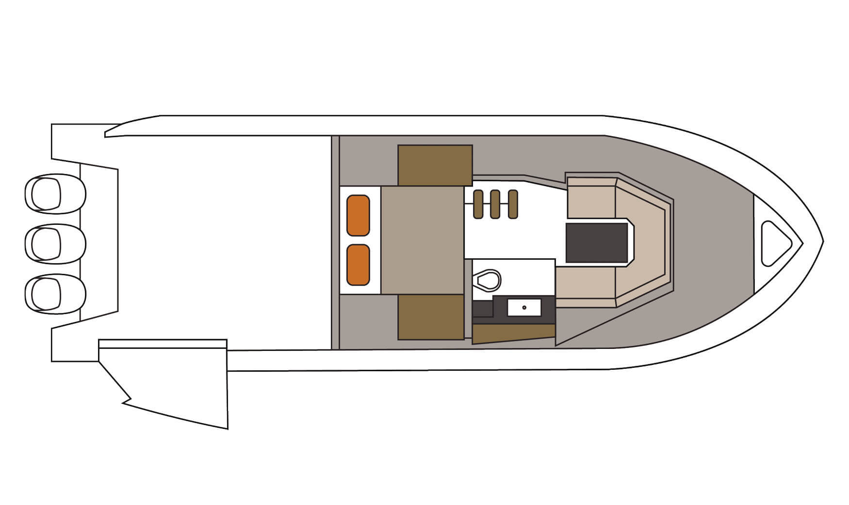Cruiser Yachts 38 GLS OB lower deck layout 