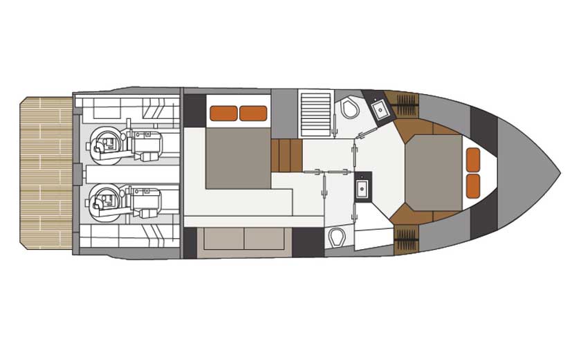 lower deck layout of Cruisers Yachts 42 Cantius