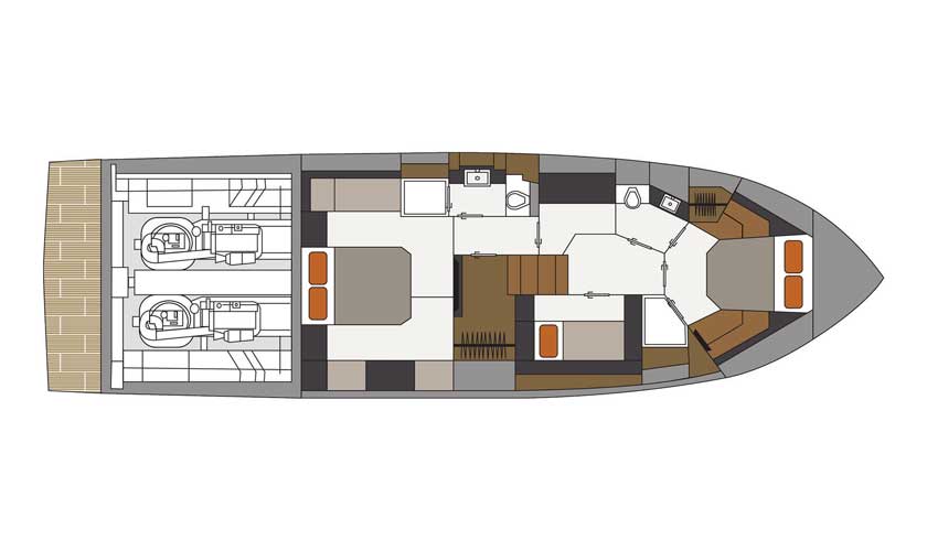 Cruisers Yachts 54 Cantius lower deck layout