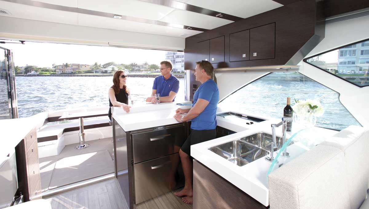 People in 54 Fly galley