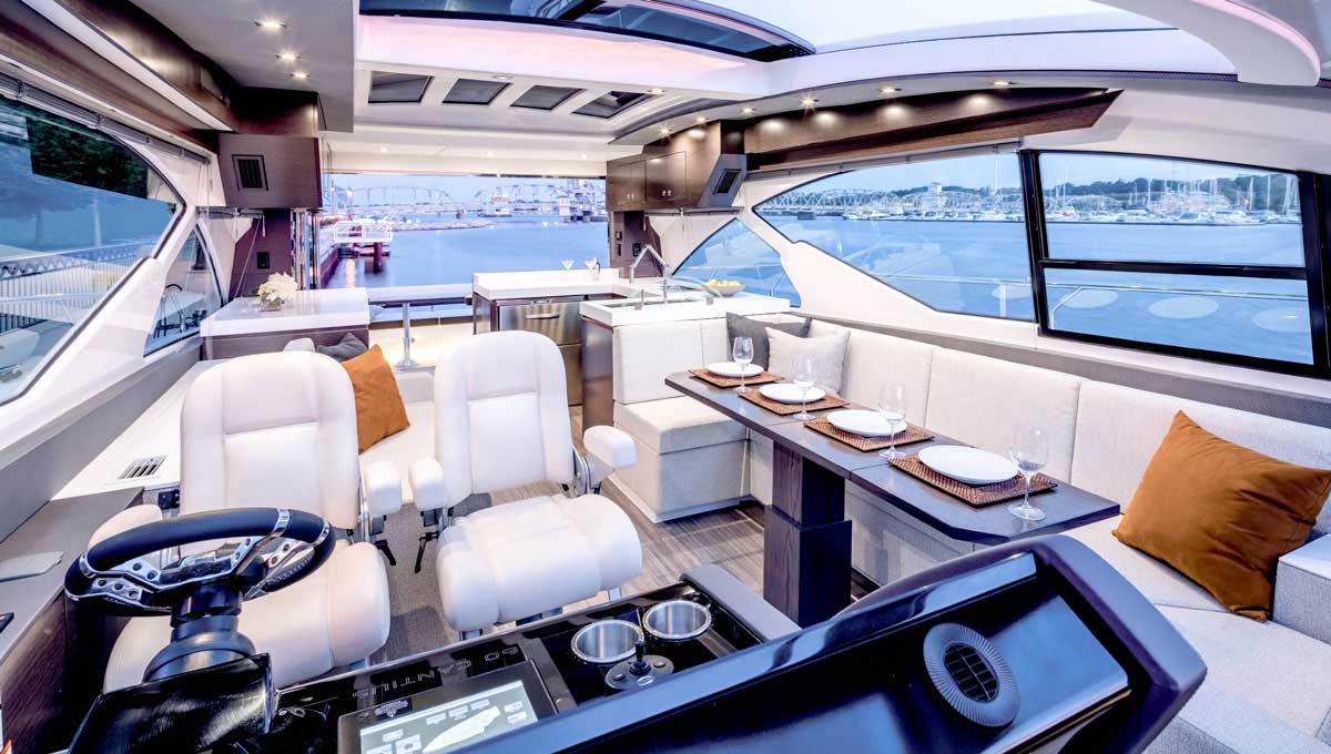 Cruisers Yachts 60 Cantius upper salon with helm