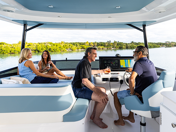 boaters lounging on a yacht
